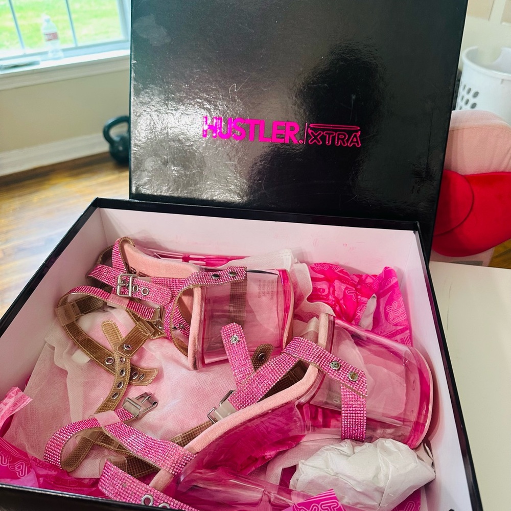 Hustler Hollywood Hot Pink Rhinestone Platform Heels